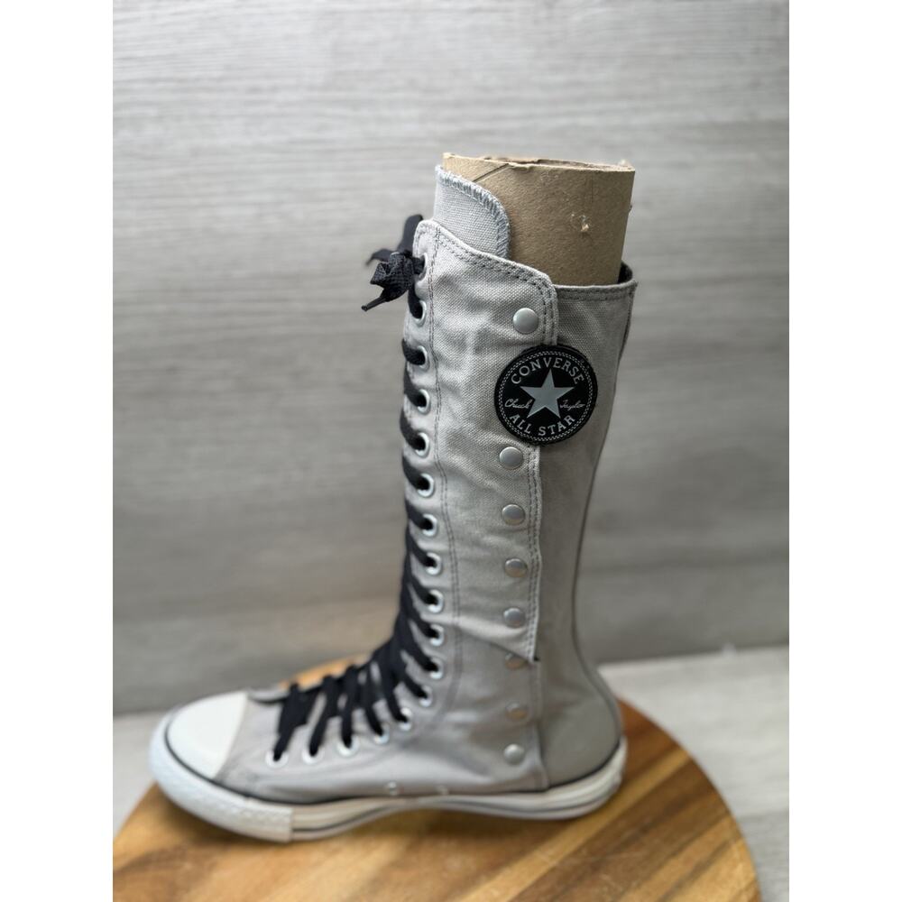 Converse CT All Star XX Hi Gray Button Knee High Sneakers Snap Down Womens 8